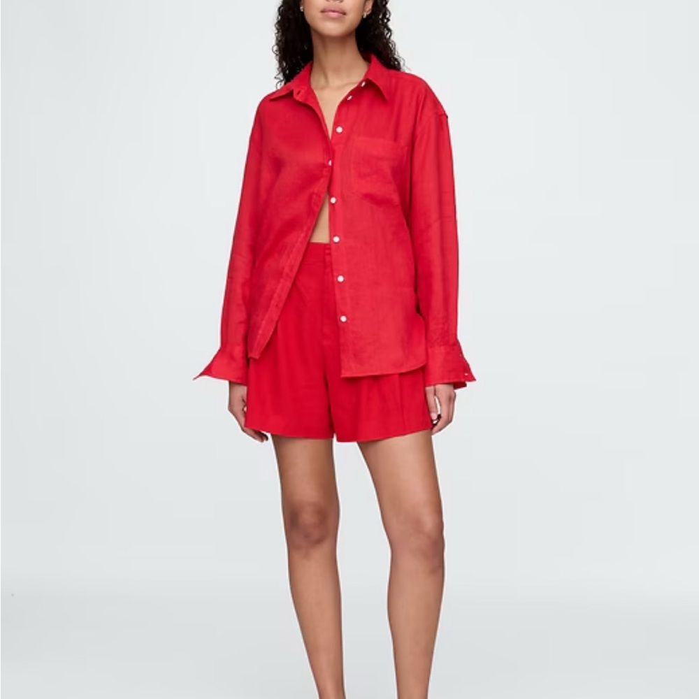 365 High Rise Linen-Blend Shorts